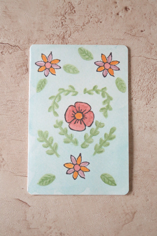 Blue Flora Print Card