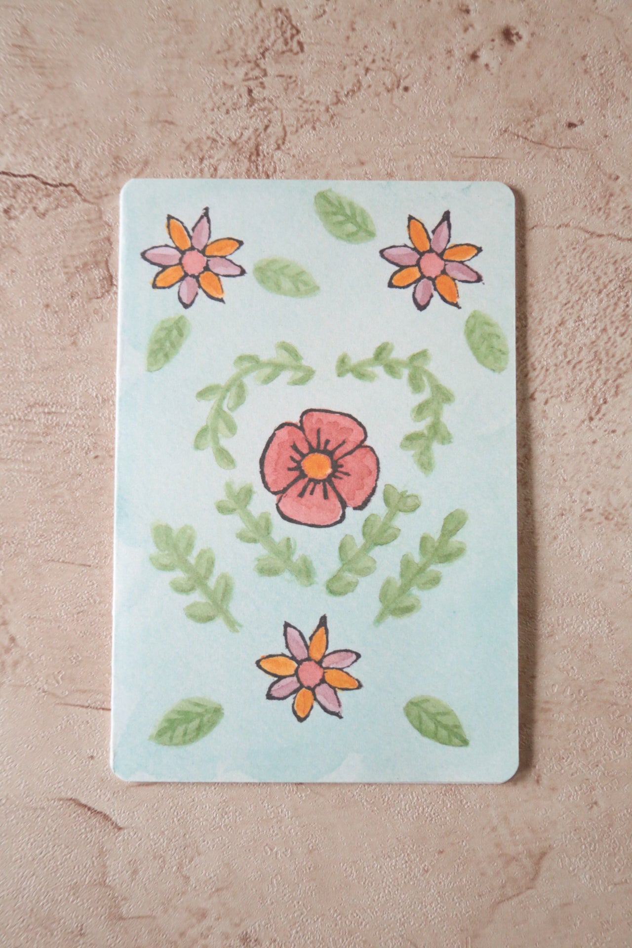 Blue Flora Print Card