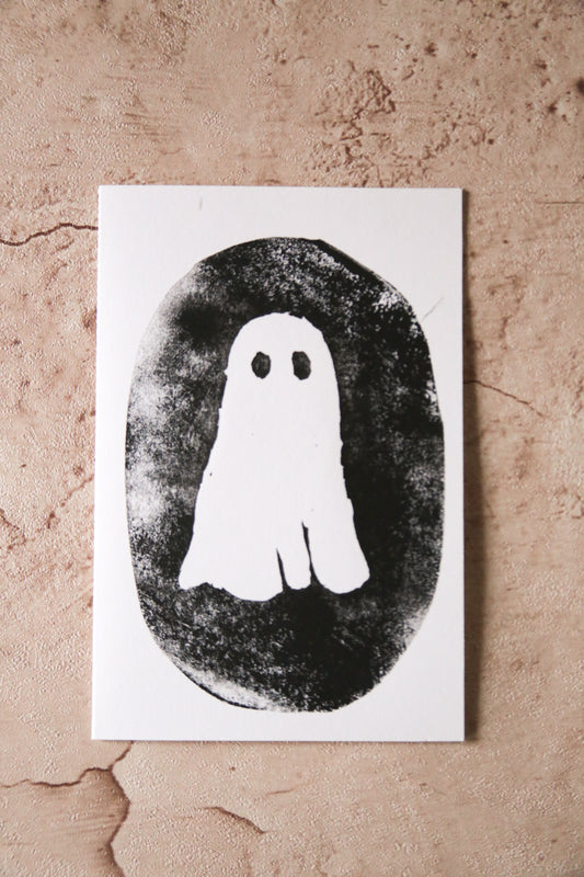 Sheet Ghost Linocut Card