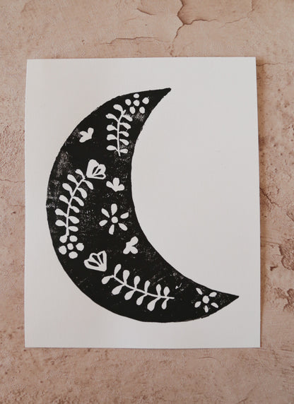 Moon Linocut Print