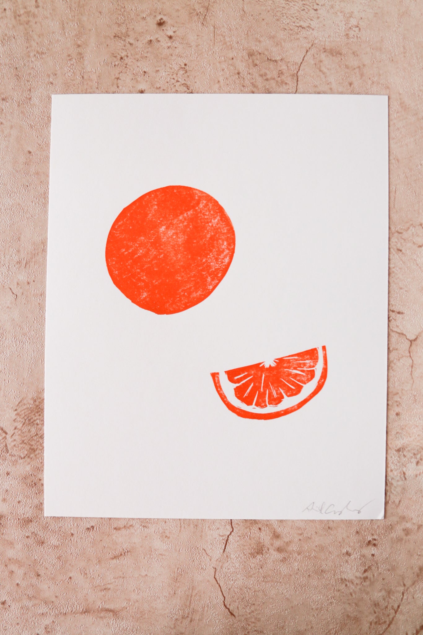 Orange Linocut Print