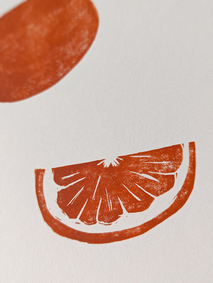 Orange Linocut Print