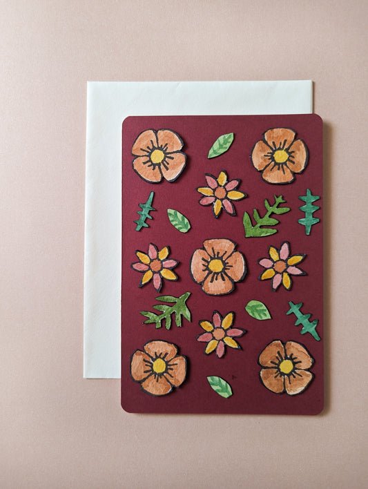 Red Flora Handmade Card