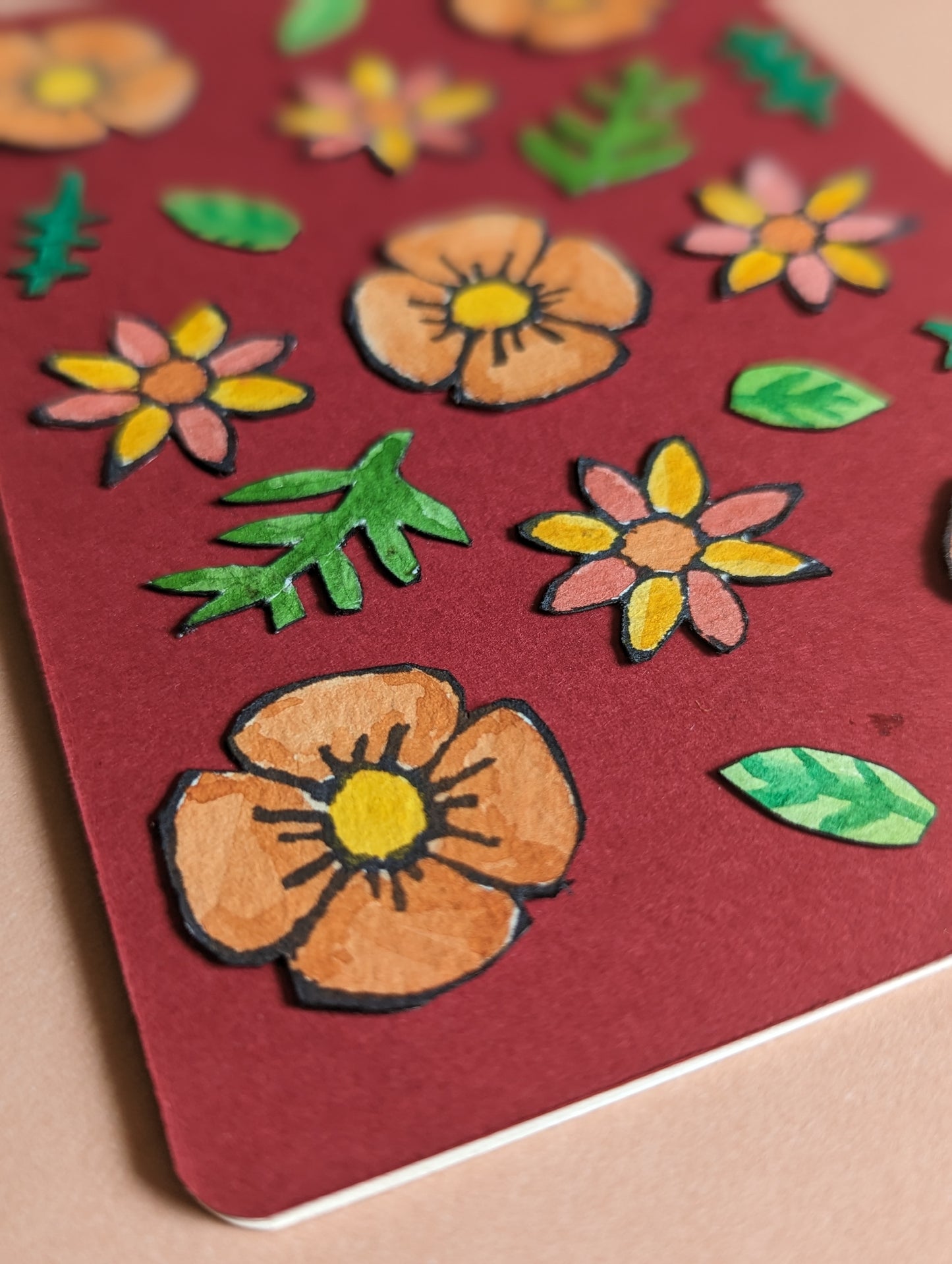 Red Flora Handmade Card