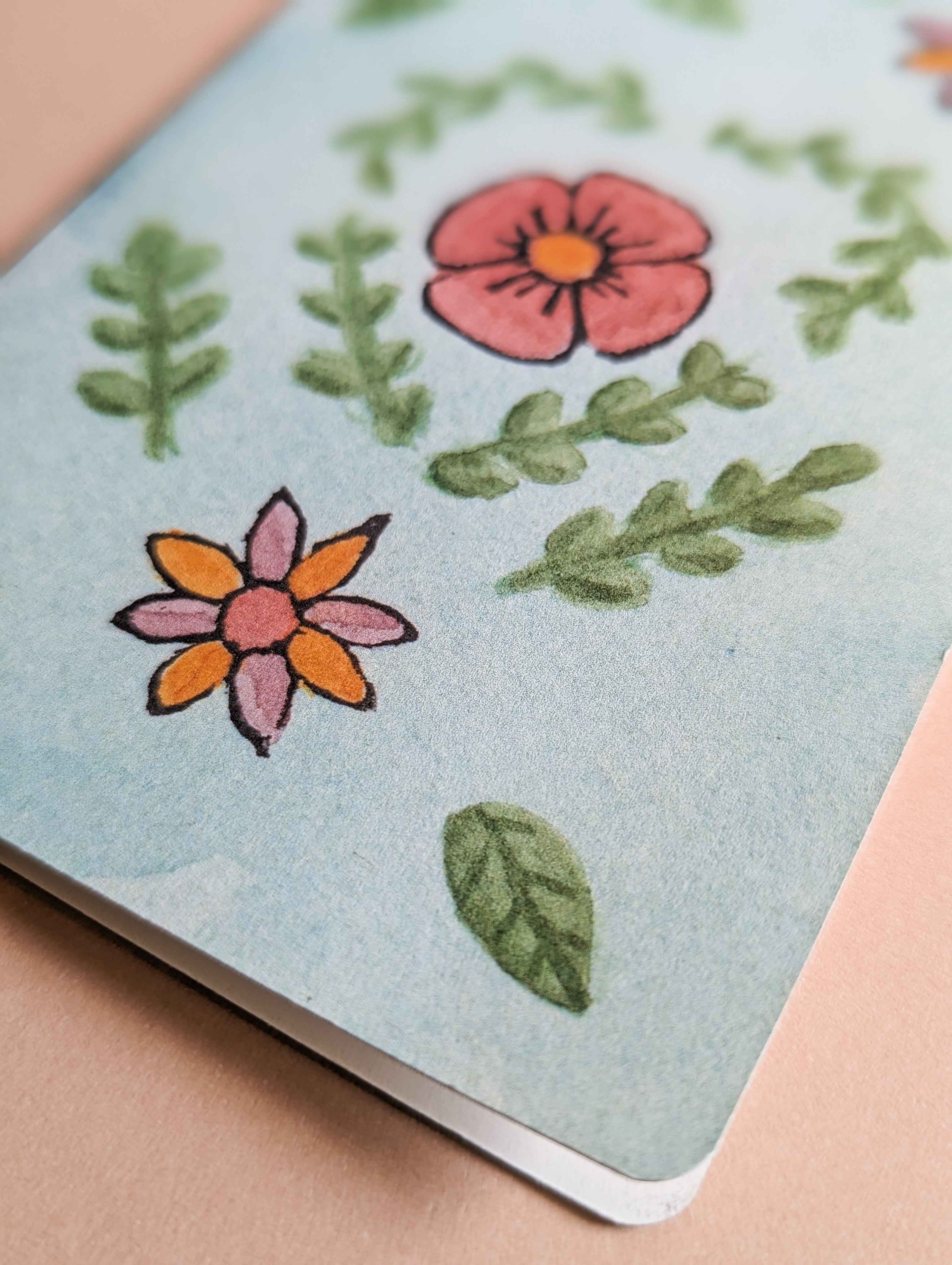 Blue Flora Print Card