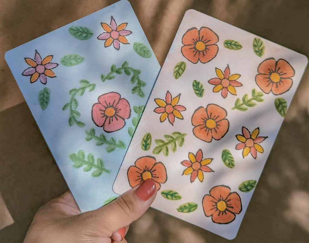 Red Flora Print Card