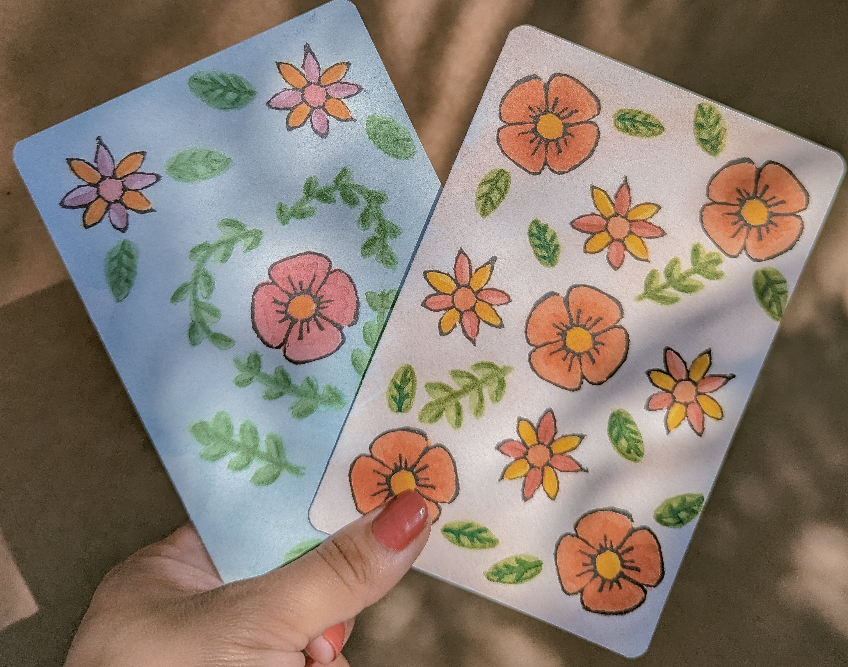 Red Flora Print Card